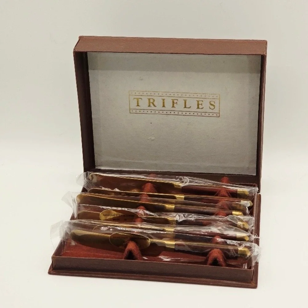 Vintage Thai Bronzeware Mini Knives / Butter Spreader‎ with Box MCM Collectible